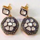 Edwardian Victorian INS Rose Cut/Polki Diamond Sterling Silver Earring CSJ14517