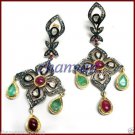 Pave Rose Cut Diamond 925 Silver Polky Vintage Look Chandelier Earring CSJ669