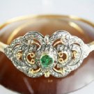 Wedding Antique Look Rose Cut Round Diamond 925 Silver Emerald Bracelet CSJ173