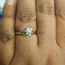 Women Natural Diamond Solid 14K Gold Hallmark Cute Flower Promise Ring CSJ5
