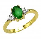 Valentine Gift !!0.18Ct Natural Diamond Solid 14K Gold Hallmark Emerald Ring CSJ