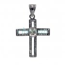 vintage Antique Look 1.4 Ct Rose Cut Diamond Polky Sterling Silver Cross Pendant