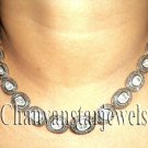 Antique Look Artisan 11.20Ct Rose Cut/Polki Diamond 925 Silver Necklace CSJ300