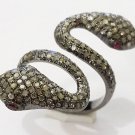 Snake Style !!Vintage Genuine Rose Cut Diamond 925 Sterling Silver designer Ring
