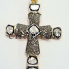 Cross Pendant Vintage/Antique Insp Rose Cut/Polky Diamond Silver Jewelry @CSJ319
