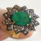 Vintage/Antique Reproduction 0.72C Rose Cut Diamond 925 Sterling Silver Ring CSJ