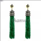 Antique Vintage Look Rose Cut Diamond 925 Silver Onyx Tassel Earring CSJ630