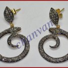 Vintage Look Snake !! Rose Cut Diamond 92.5% Sterling Silver Fine Earring#120517