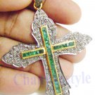 Victorian/Antique Style Rose Cut Diamond Emerald 925 Silver Pendant @CSJ 261