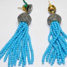 Rose Cut Diamond 925 Silver Turquoise Vintage INSP Tassel /Fringe Earring @csj