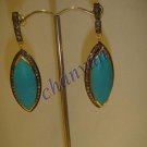 Antique Vintage Look 1.52Ct Rose Cut Diamond 925 Silver Turquoise Earring CSJ131