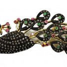 Pave Peacock EstateAntique Look Rose Cut Diamond 925 Silver Brooch/Pin @160417