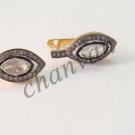 Vintage Victorian Antique 1.00Ct Rose Cut/Polky Diamond  Silver Stud Earring CSJ