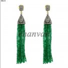 Vintage/Victorian Style Rose Cut Diamond 92.5% Silver Onyx Tassel Earring CSJ572
