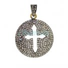 Antique Look 2.50Ct Rose Cut Diamond 92.5% Silver Cross Charm Pendant @CSJ226