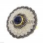 Antique Look Deco Rose Cut  Diamond Sterling Silver Sapphire Cocktail Ring CSJ4
