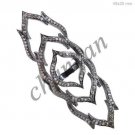 Estate Antique/Vintage Look Rose Cut Diamond 925 Silver Long Pave Ring CSJ174