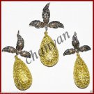 Vintage Antique INSP 4.58Ct  Rose Cut Diamond 925 Silver Earring Pendant Set CSJ