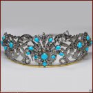 Princess Victorian INS  8.10Ct Rose Cut Diamond 925 Silver Turquoise Tiara Crown