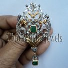 Victorian/Antique Inspire 3.10 Ctw RoseCut Diamond Emerald Brooch In 925 Silver