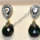 Victorian/Vintage Look ! Rose Cut Diamond 925 Silver Emerald Pave Earring @CSJ