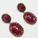 Vintage/Antique Inspire 1.5 Ct Rose Cut Diamond 925 Oxidised Silver Ruby Earring