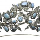 PARTY WEAR Vintage Look 11.58C Rose Cut Diamond 925 Silver Turquoise Tiara Crown