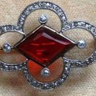 Vintage Reproduction 1.30Ct Rose Cut Diamond 925 Silver Garnet Brooch/Pin @CSJ27