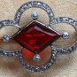 Vintage Reproduction 1.30Ct Rose Cut Diamond 925 Silver Garnet Brooch/Pin @CSJ27