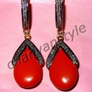 Victorian/ Vintage Style Rose Cut Diamond 925 Silver Coral Wedding Earring CSJ22