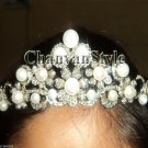 Princess Vintage Style 4.85Ct Rose Cut Diamond 925 Silver Pearl Tiara Crown