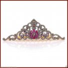 Princes Party Antique Look 4.10Ct Rose Cut Diamond 925 Silver Ruby Tiara Crown