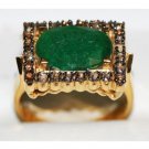 Vintage Antique Look Handmade Rose Cut Diamond 925 Sterling Silver Emerald Ring