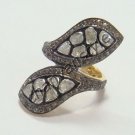Victorian/Antique Look 2.62 Ct Rose Cut/Polky Diamond Sterling Silver Ring 00163