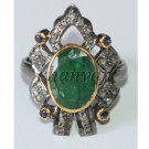 Vintage/Antique Style Rose Cut Diamond Sterling Silver Emerald Pave Ring EBay154