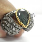 Victorian/Vintage 1.24CT Rose Cut Diamond Sterling Silver Emerald Ring CSJ0165