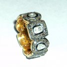 Pave 1.98Ct Rose Cut Diamond Polki Sterling Silver Antique Look Band Ring CSJ