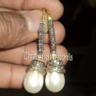 Gift For Her 1.50Ct Rose Cut Diamond 925 Silver Pearl Vintage Style Earring CSJ