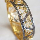 New Vintage/Antique INS Natural 2.60Ct Rose Cut Diamond Sterling Silver Bracelet