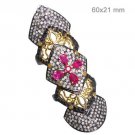 Pave Rose Cut Diamond 925 Sterling Silver Knuckle Antique INSP Promise Ring