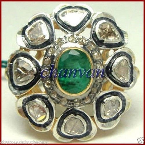 Handmade Vintage Style 1.22C Rose Cut/Polki Diamond 92.5% Silver ...