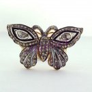 Estate Vintage Look Rose Cut Diamond Sterling Silver Polki Brooch/Pendant CSJ415