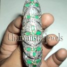 Artisan Victorian INSP RoseCut Diamond Sterling Silver Emerald Knuckle Ring @CSJ