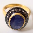Antique Look 0.75Ct Rose Cut Diamond Sterling Silver Sapphire Women Ring CSJ72
