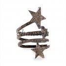 Vintage/Victorian/Antique Look Artisan RoseCut Diamond Sterling Silver Star Ring