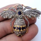 Desiner BEE Vintage/Antique Look 1.42C Rose Cut Diamond 925 Silver Brooch Pin