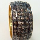 Vintage/Antique Inspire Artisan Rose Cut Diamond 925 Sterling Silver Band Ring