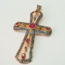 Artisan Cross Antique Look Rose Cut Diamond Sterling Silver Ruby Pendant @Ebay82