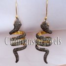 Snake Vintage Reproduction 3.80Ct Single Cut Diamond 925 Silver Earring @ebay360