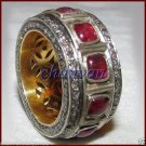 Stylish Vintage INSP 2.08Ct Rose Cut  Diamond 925 Silver Antique Ruby Band Ring